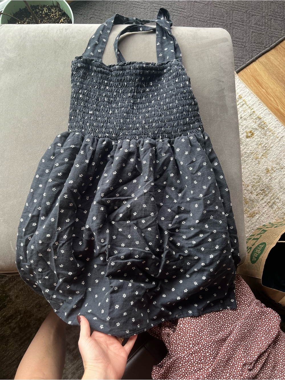 American Eagle Outfitters Navy Mini Sundress with White Daisy Print